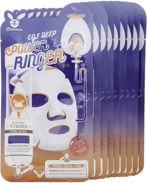  Elizavecca, Тканевая маска с эпидермальным фактором ростаPower Ringer Mask Pack EGF Deep, 23 мл.. Доставка в Астрахань